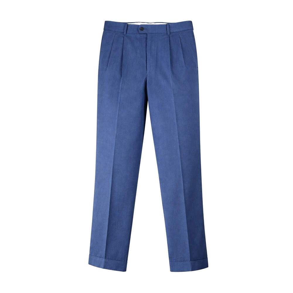 Bernard Zins Paris Dress‎ Pants Mens Blue Pleated Wool Trousers Classic Fit